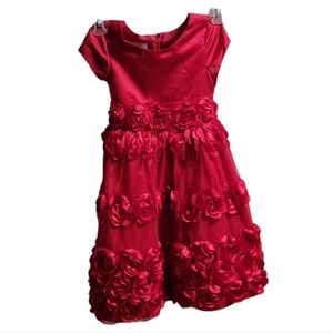 Bonnie Jean Formal Dress Short Sleeve Red Floral